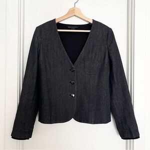 Marc by Marc Jacobs Women's Wool Blazer Size S Gray Black Collarless Minimalist